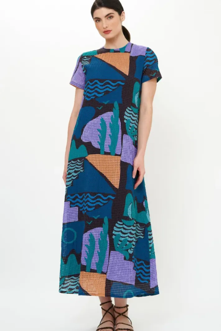 Discount Short Sleeve Shift Maxi- Riviera Blue Maxis|Dresses