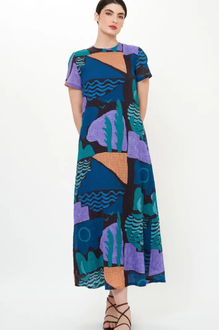 Discount Short Sleeve Shift Maxi- Riviera Blue Maxis|Dresses