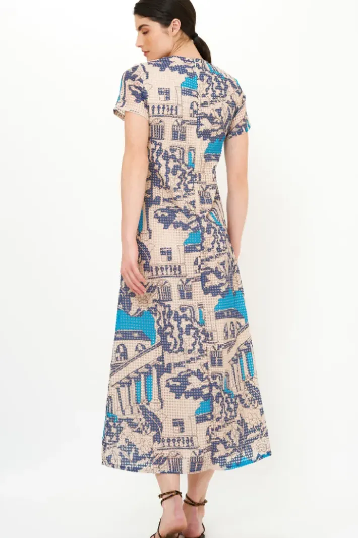 Online Short Sleeve Shift Maxi- Roma Blue Maxis|Dresses