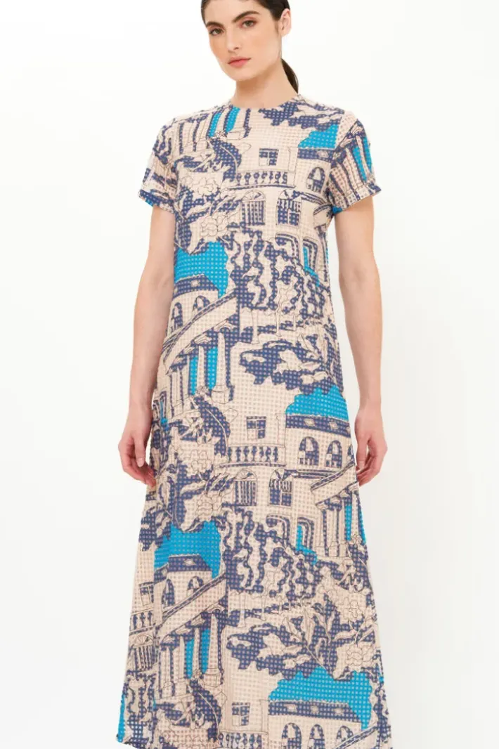Online Short Sleeve Shift Maxi- Roma Blue Maxis|Dresses