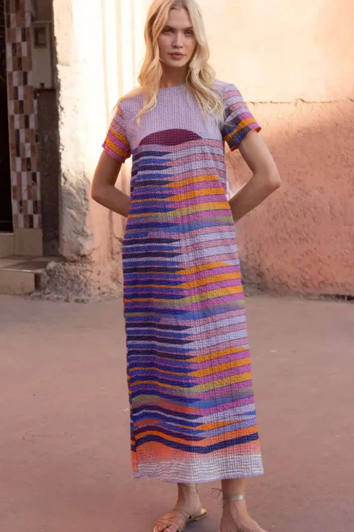 Short Sleeve Shift Maxi- Solstice Blue Maxis|Dresses