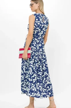 Sale Sleeveless Piped Maxi- Acadia Navy Maxis|Dresses