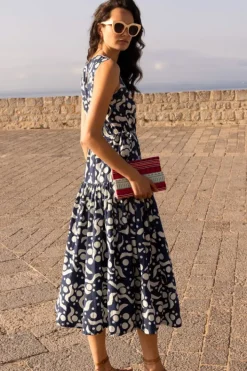 Sale Sleeveless Piped Maxi- Acadia Navy Maxis|Dresses