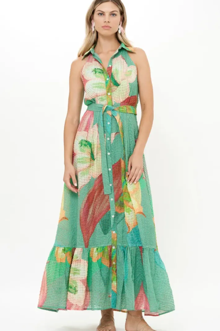Best Sleeveless Shirt Dress Maxi- Hibiscus Sage Maxis|Dresses