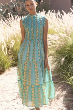 Clearance Sleeveless Smocked Maxi- Ascot Teal Maxis|Dresses