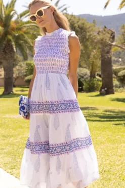Discount Sleeveless Smocked Maxi- Aptos Blue Maxis|Dresses