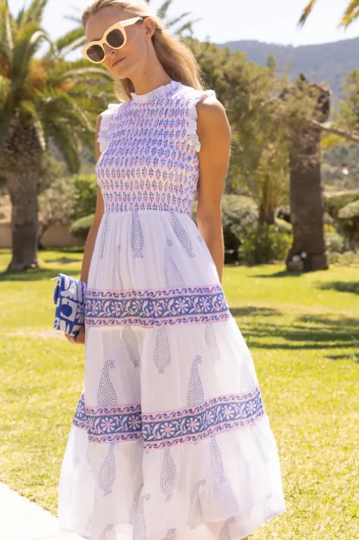 Discount Sleeveless Smocked Maxi- Aptos Blue Maxis|Dresses
