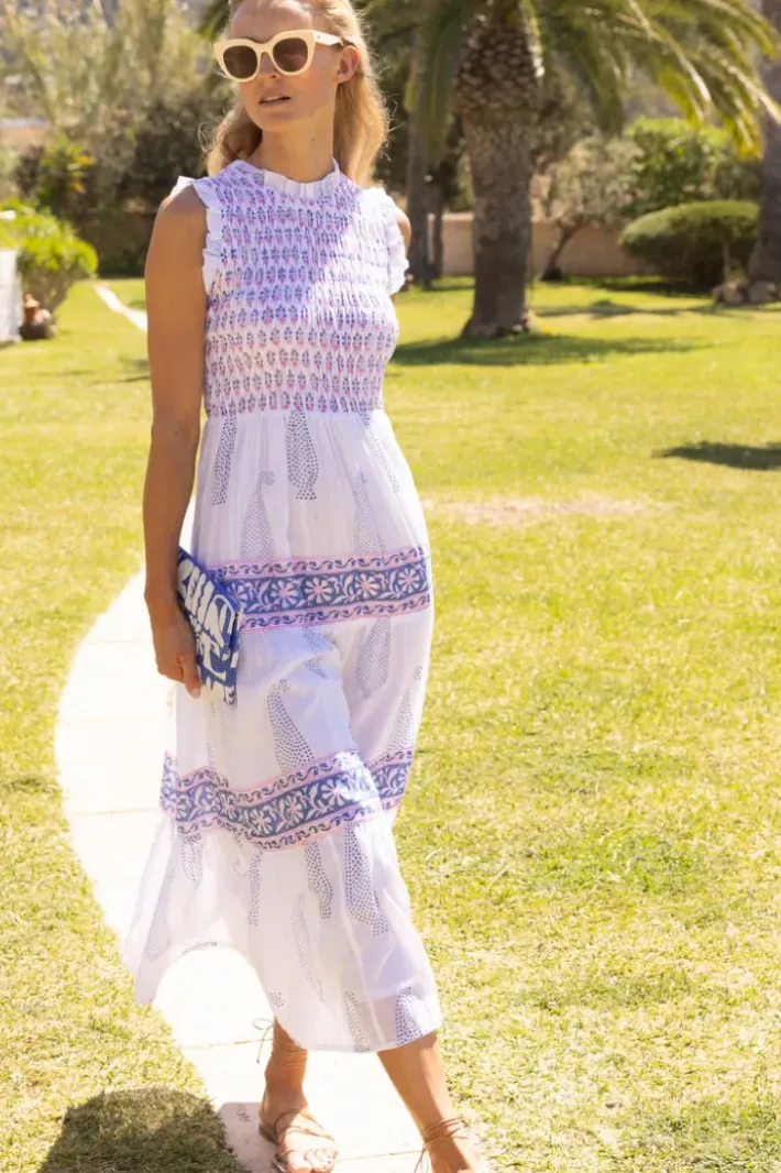 Discount Sleeveless Smocked Maxi- Aptos Blue Maxis|Dresses