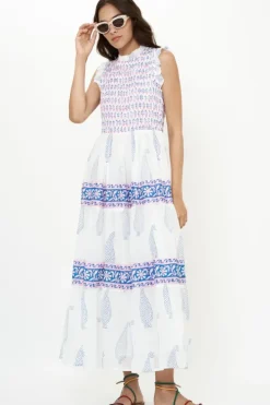 Discount Sleeveless Smocked Maxi- Aptos Blue Maxis|Dresses