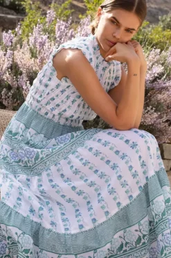 Clearance Sleeveless Smocked Maxi- Boreggo Green Maxis|Dresses