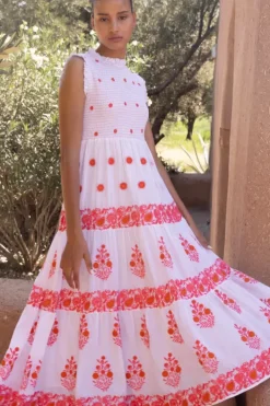 Sleeveless Smocked Maxi- Calistoga Coral Maxis|Dresses