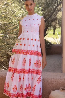Sleeveless Smocked Maxi- Calistoga Coral Maxis|Dresses