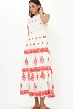 Sleeveless Smocked Maxi- Calistoga Coral Maxis|Dresses