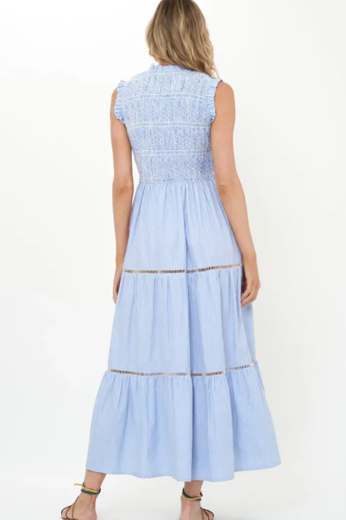 Online Sleeveless Smocked Maxi- Chatham Blue Maxis|Dresses