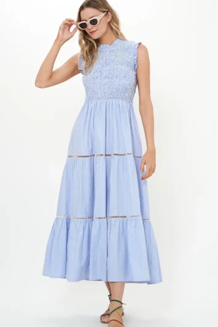 Online Sleeveless Smocked Maxi- Chatham Blue Maxis|Dresses
