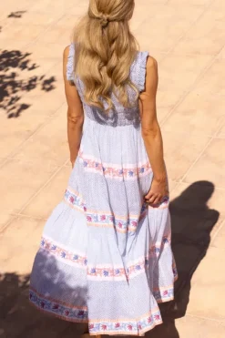 New Sleeveless Smocked Maxi- Jungi Peach Maxis|Dresses
