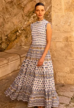 Discount Sleeveless Smocked Maxi- Lotus Navy Maxis|Dresses