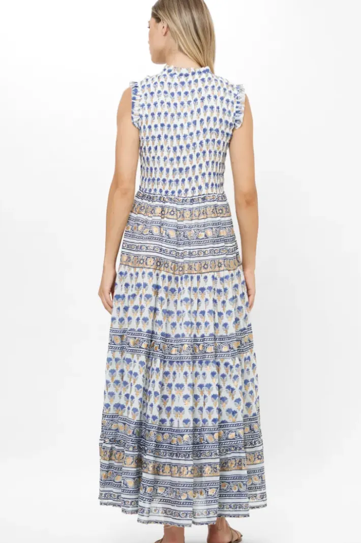 Discount Sleeveless Smocked Maxi- Lotus Navy Maxis|Dresses