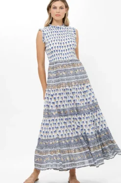 Discount Sleeveless Smocked Maxi- Lotus Navy Maxis|Dresses