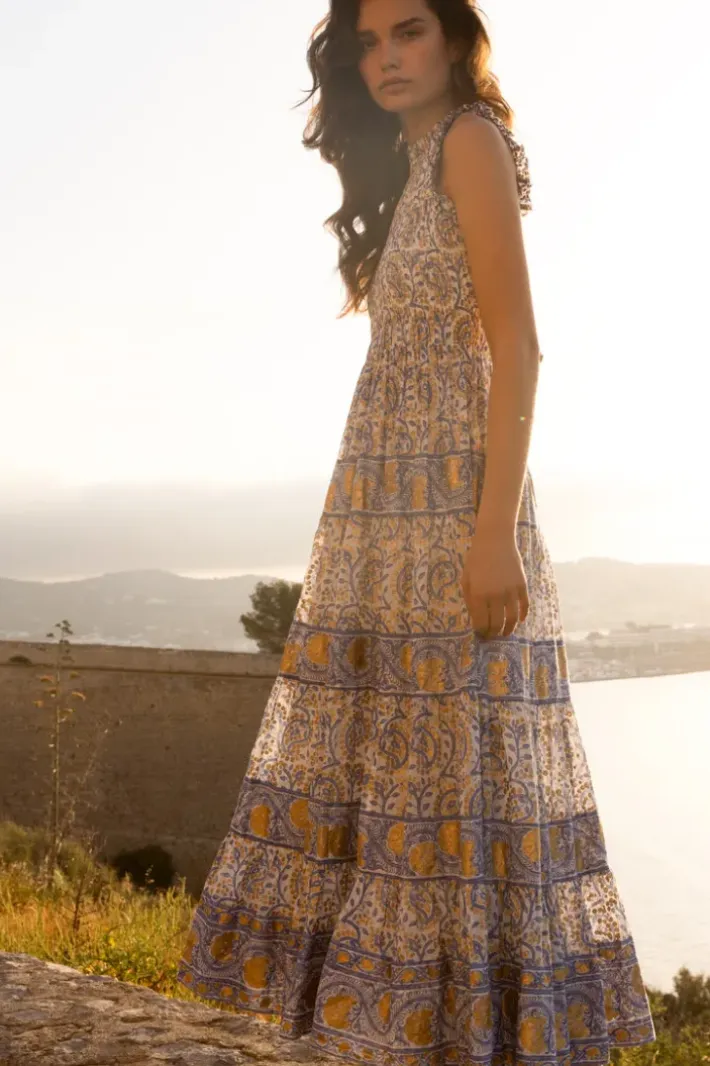 Outlet Sleeveless Smocked Maxi- Marseille Blue Maxis|Dresses
