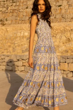 Outlet Sleeveless Smocked Maxi- Marseille Blue Maxis|Dresses