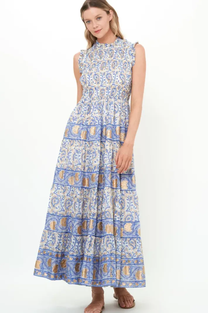 Outlet Sleeveless Smocked Maxi- Marseille Blue Maxis|Dresses