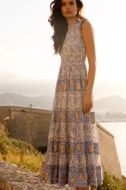 Outlet Sleeveless Smocked Maxi- Marseille Blue Maxis|Dresses