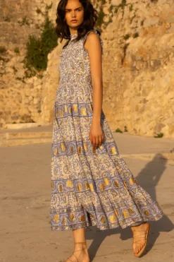 Outlet Sleeveless Smocked Maxi- Marseille Blue Maxis|Dresses
