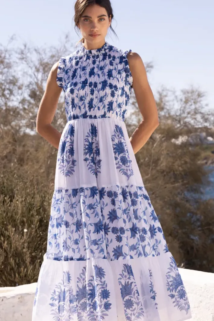 Sale Sleeveless Smocked Maxi- Marion Blue Maxis|Dresses