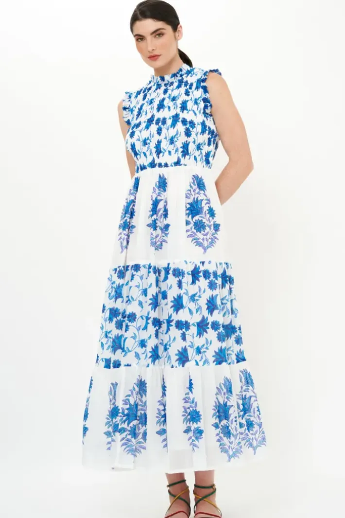 Sale Sleeveless Smocked Maxi- Marion Blue Maxis|Dresses