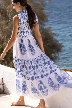 Sale Sleeveless Smocked Maxi- Marion Blue Maxis|Dresses