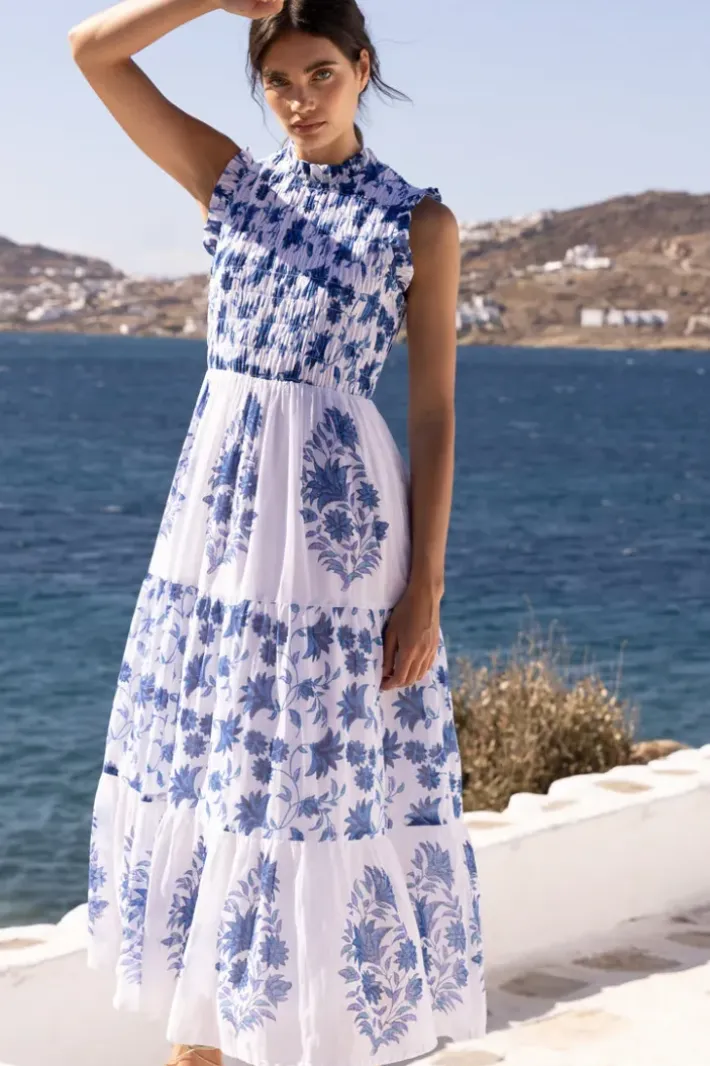 Sale Sleeveless Smocked Maxi- Marion Blue Maxis|Dresses