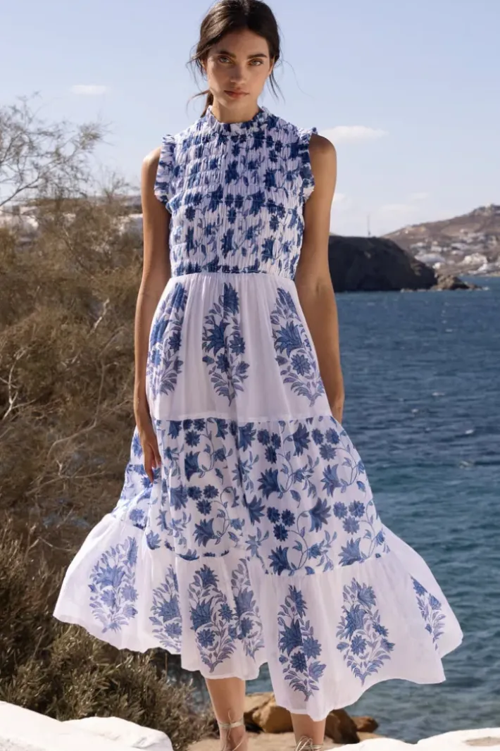 Sale Sleeveless Smocked Maxi- Marion Blue Maxis|Dresses
