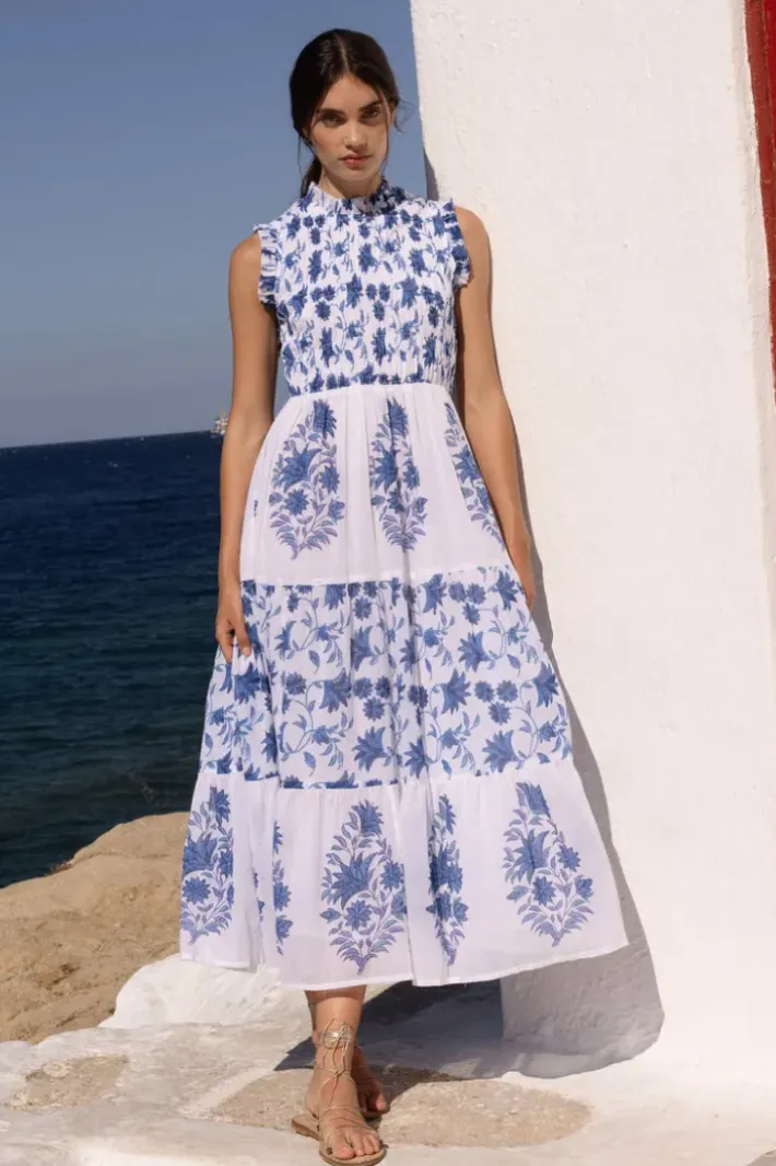 Sale Sleeveless Smocked Maxi- Marion Blue Maxis|Dresses