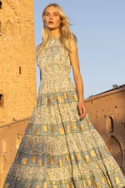Discount Sleeveless Smocked Maxi- Marseille Green Maxis|Dresses