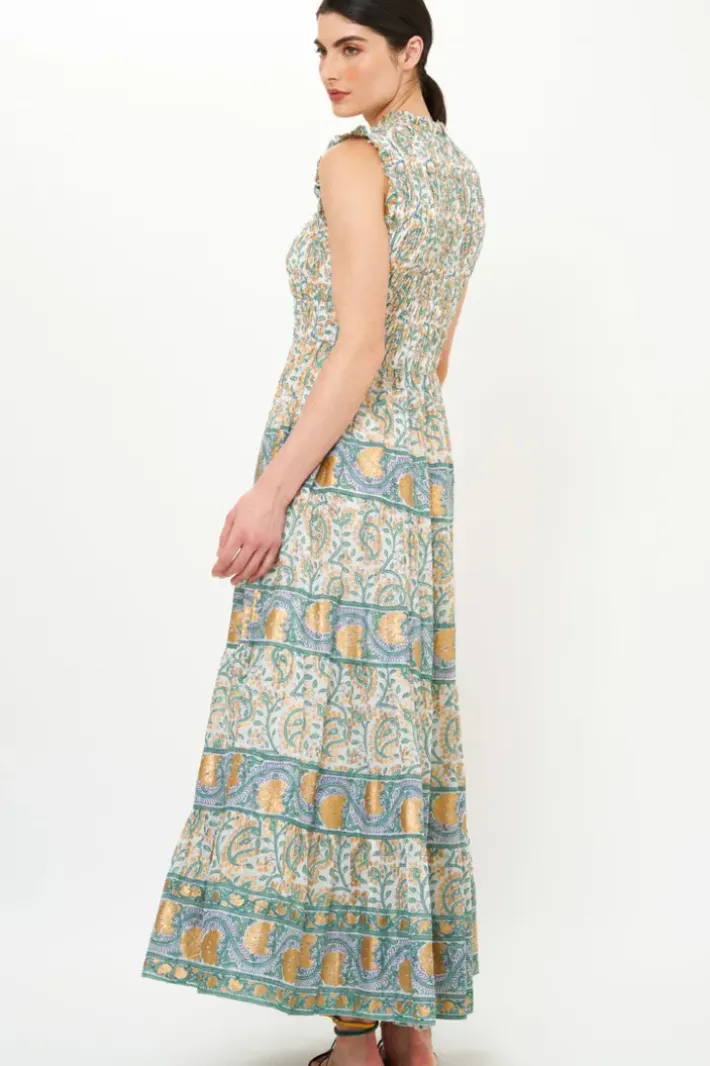 Discount Sleeveless Smocked Maxi- Marseille Green Maxis|Dresses