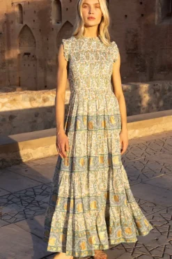 Discount Sleeveless Smocked Maxi- Marseille Green Maxis|Dresses
