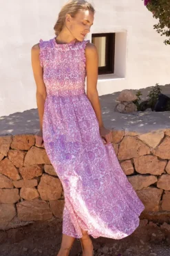 Online Sleeveless Smocked Maxi- Malta Pink Maxis|Dresses