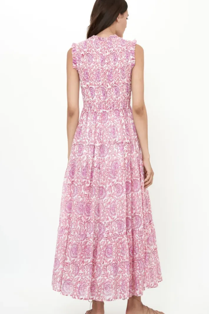 Online Sleeveless Smocked Maxi- Malta Pink Maxis|Dresses