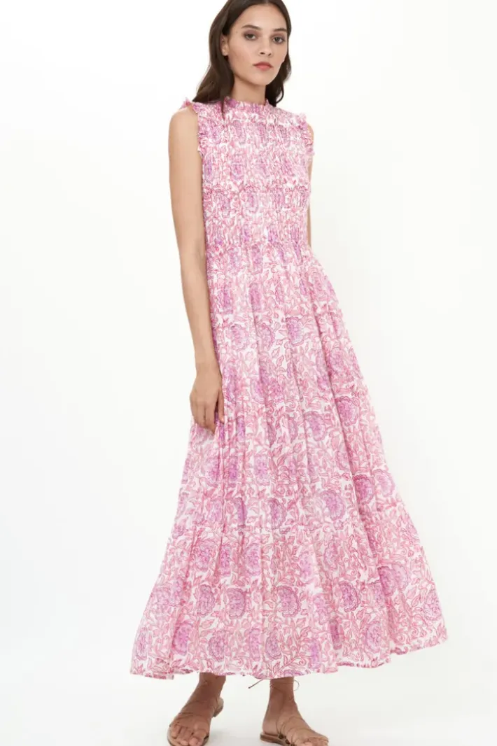 Online Sleeveless Smocked Maxi- Malta Pink Maxis|Dresses