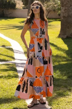Sale Sleeveless Smocked Maxi- Riviera Orange Maxis|Dresses