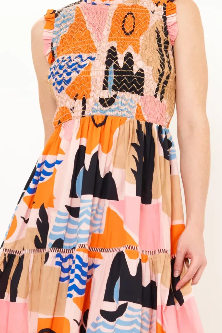 Sale Sleeveless Smocked Maxi- Riviera Orange Maxis|Dresses