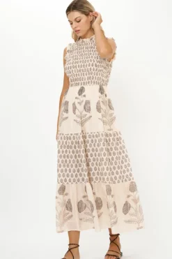 Online Sleeveless Smocked Maxi- Samba Black Maxis|Dresses