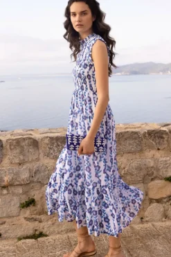 Clearance Sleeveless Smocked Maxi- Toscana Blue Maxis|Dresses