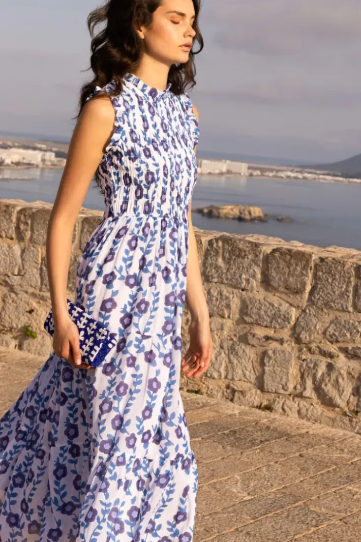 Clearance Sleeveless Smocked Maxi- Toscana Blue Maxis|Dresses