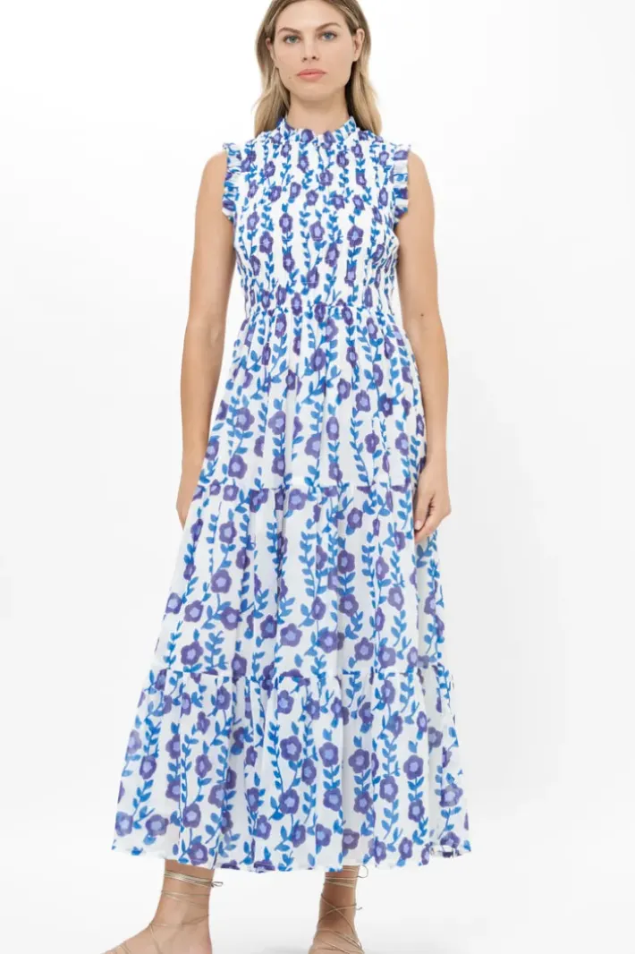 Clearance Sleeveless Smocked Maxi- Toscana Blue Maxis|Dresses