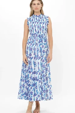 Clearance Sleeveless Smocked Maxi- Toscana Blue Maxis|Dresses