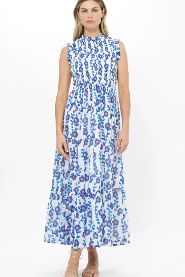 Clearance Sleeveless Smocked Maxi- Toscana Blue Maxis|Dresses