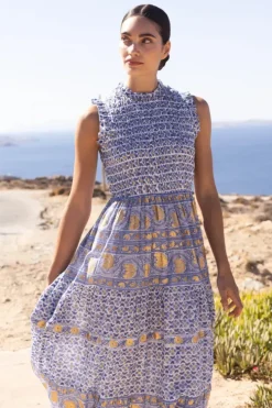 Clearance Sleeveless Smocked Maxi- Veranda Blue Maxis|Dresses