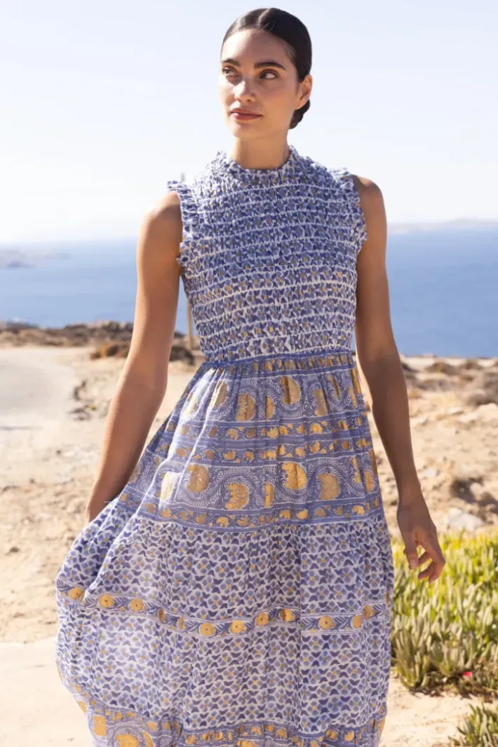 Clearance Sleeveless Smocked Maxi- Veranda Blue Maxis|Dresses